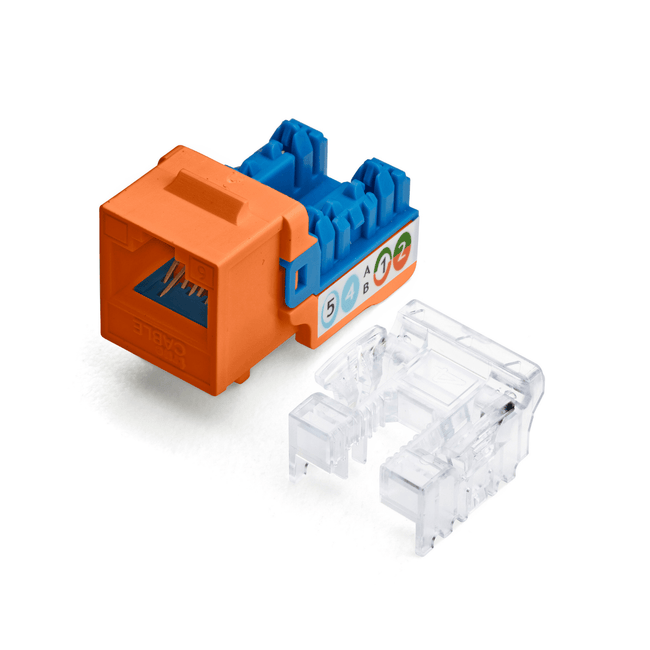 Cat6 Punch Down Keystone Jack | Unshielded | 12pc | Front | Orange