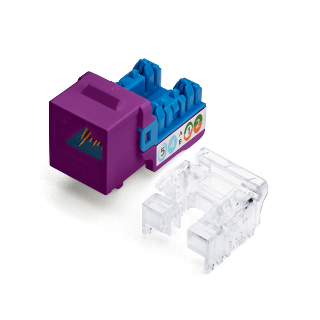 Cat6 Punch Down Keystone Jack | Unshielded | 12pc | Front | Purple