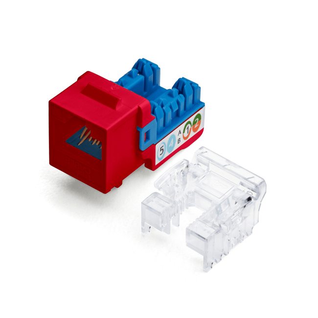 Cat6 Punch Down Keystone Jack | Unshielded | 12pc | Front | Red