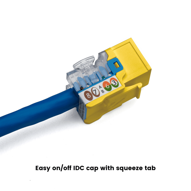 Cat6 Punch Down Keystone Jack | Unshielded | 12pc | Packaging | Yellow