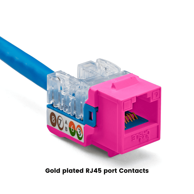 Cat6 Punch Down Keystone Jack | Unshielded | 12pc | Packaging | Pink