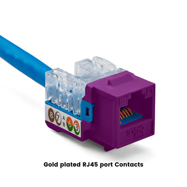 Cat6 Punch Down Keystone Jack | Unshielded | 12pc | Packaging | Purple