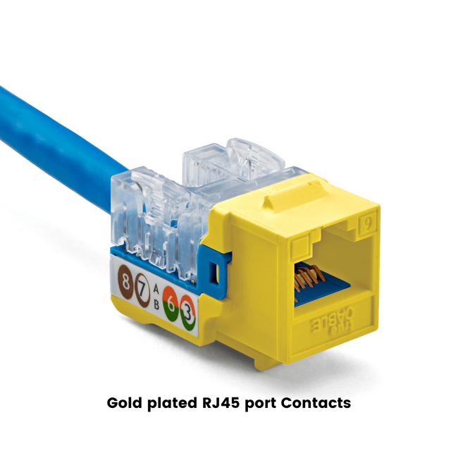 Cat6 Punch Down Keystone Jack | Unshielded | 12pc | Packaging | Yellow