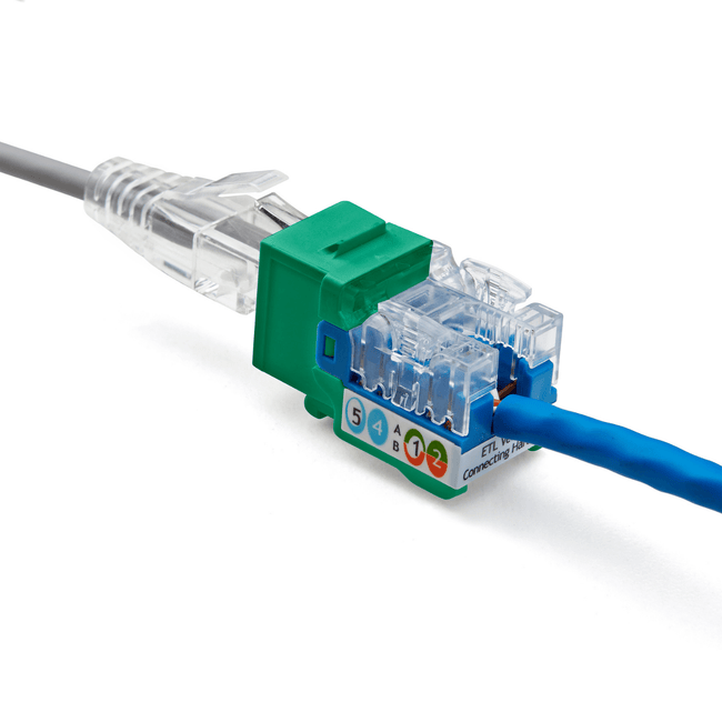 Cat6A Punch Down Keystone Jack | Unshielded | 12pc | Connected | Green