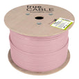 Cat6a Shielded Riser Ethernet Cable Pink 1000ft trueCABLE side of reel