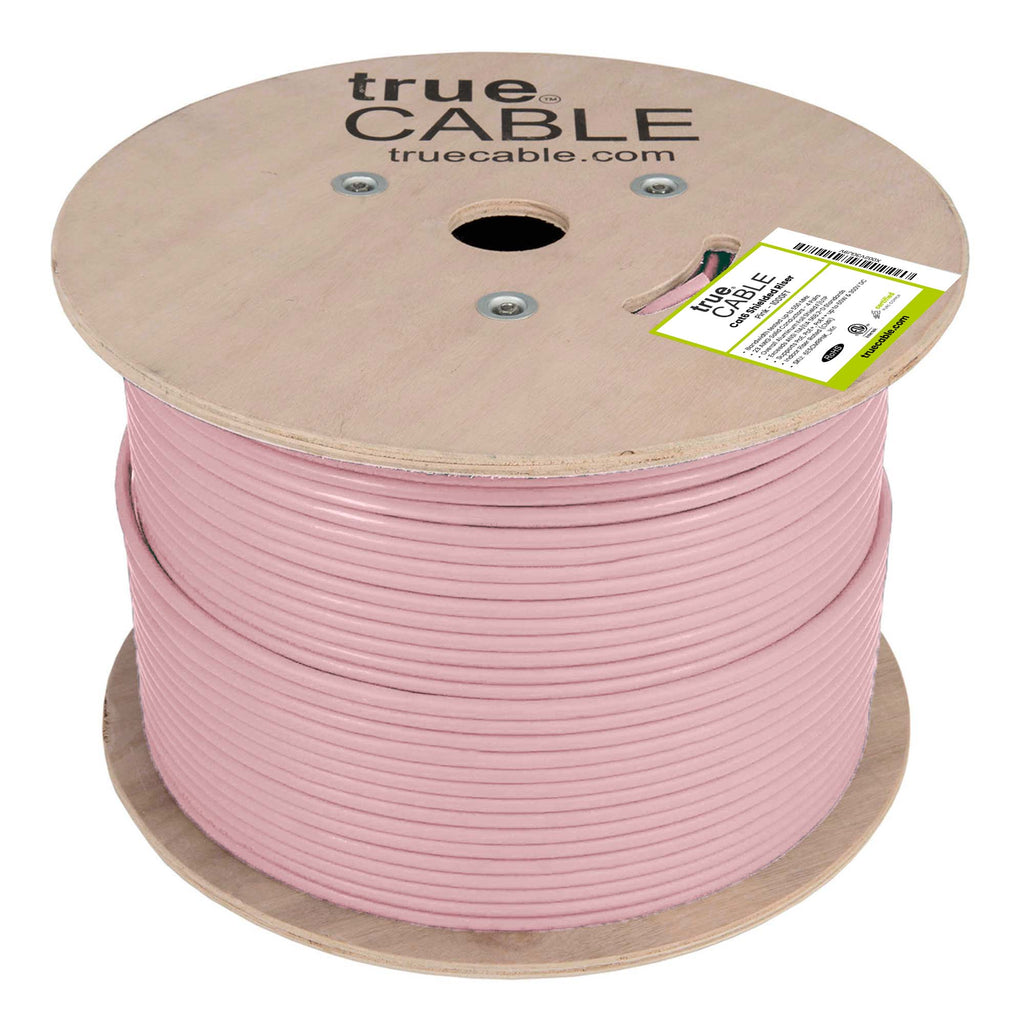 Cat6 Riser Shielded Cable, pink, 1000ft, Reel, reel unwrapped
