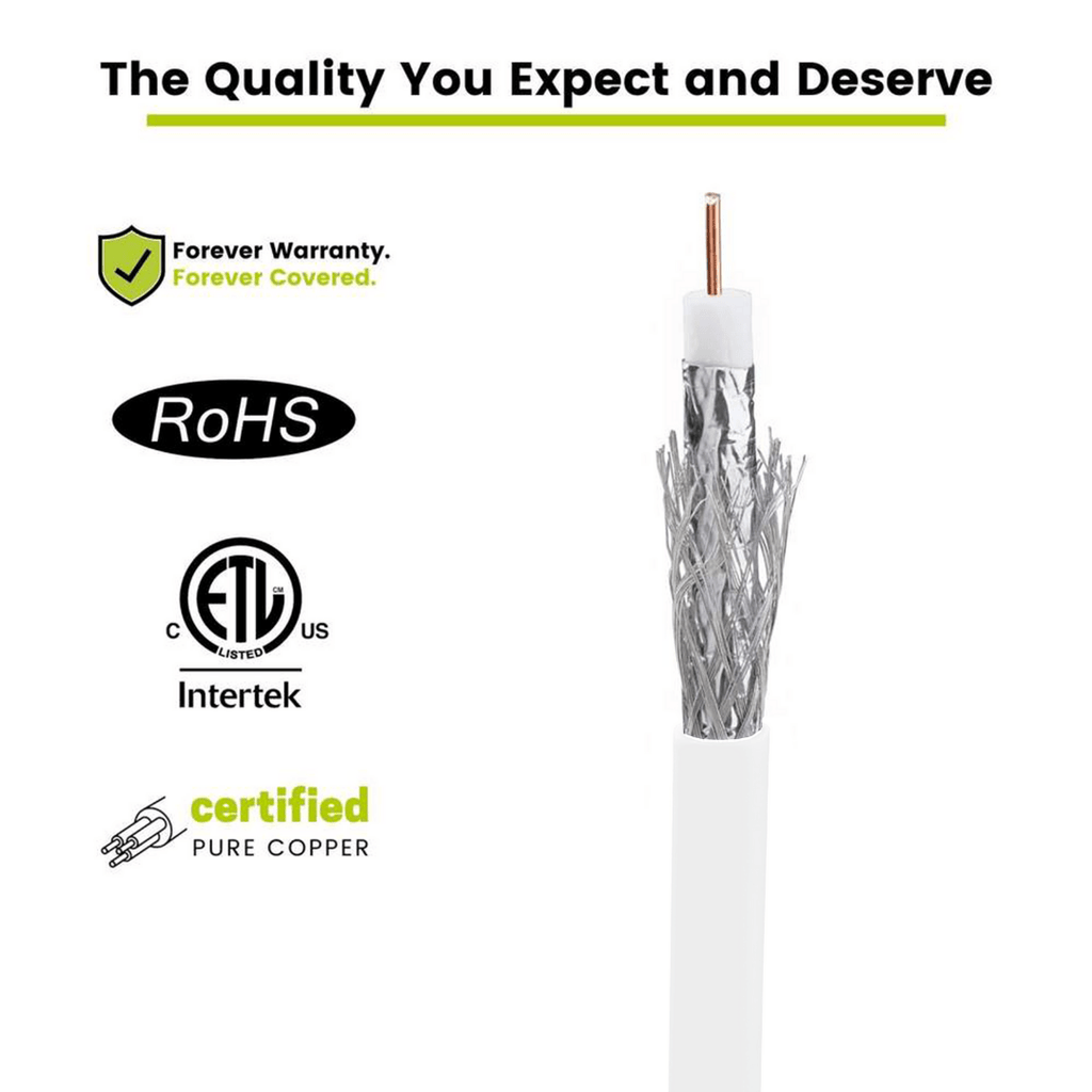 RG6 dual shield coax Riser white 1000ft