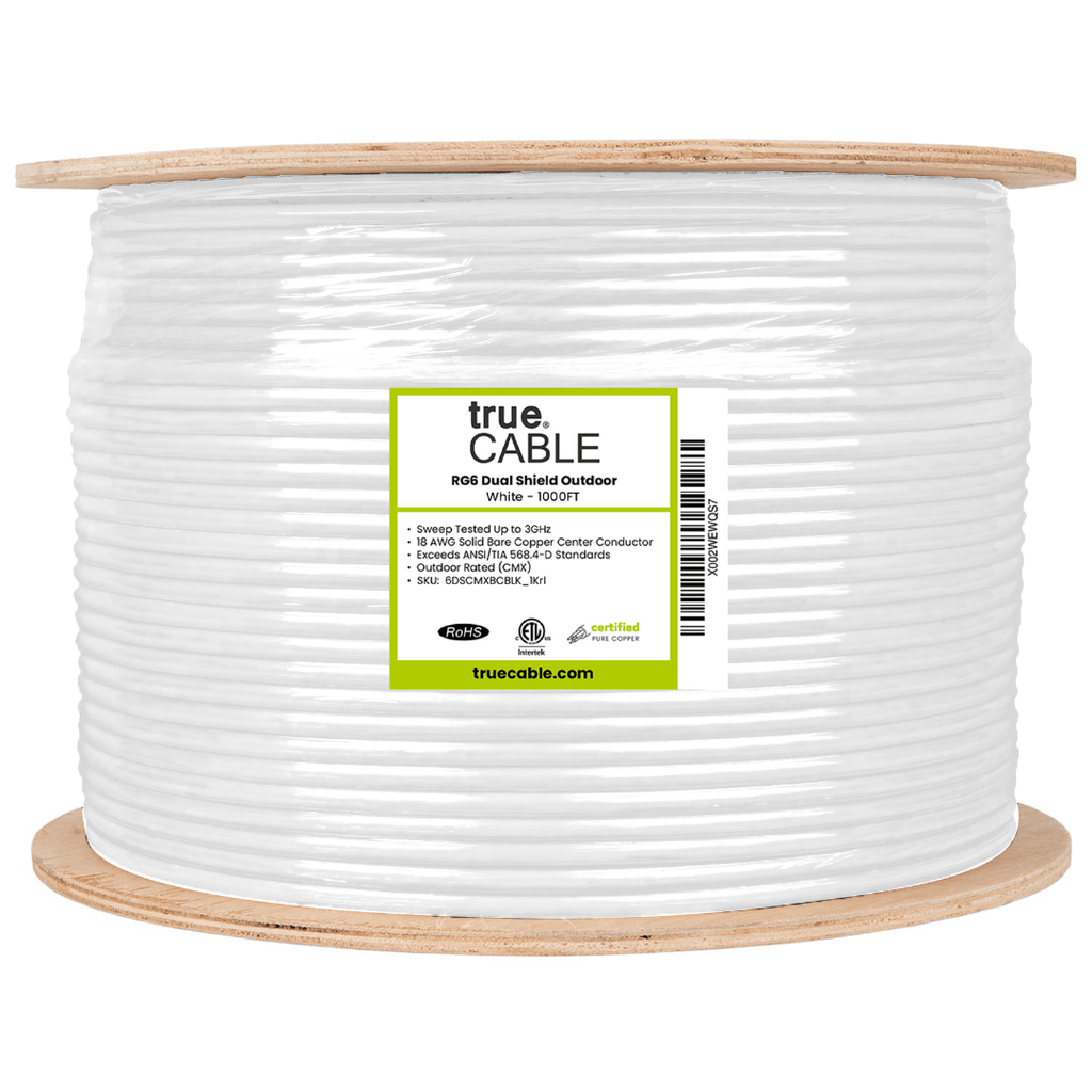 RG6 l Dual Shield Coax l Outdoor l White l 1000ft