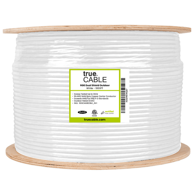 RG6 l Dual Shield Coax l Outdoor l White l 1000ft