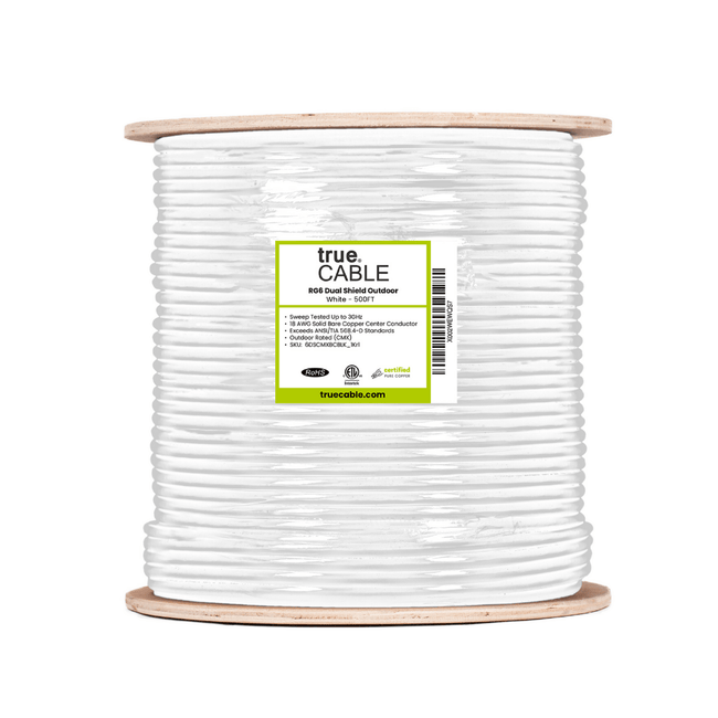 RG6 l Dual Shield Coax l Outdoor l White l 500ft
