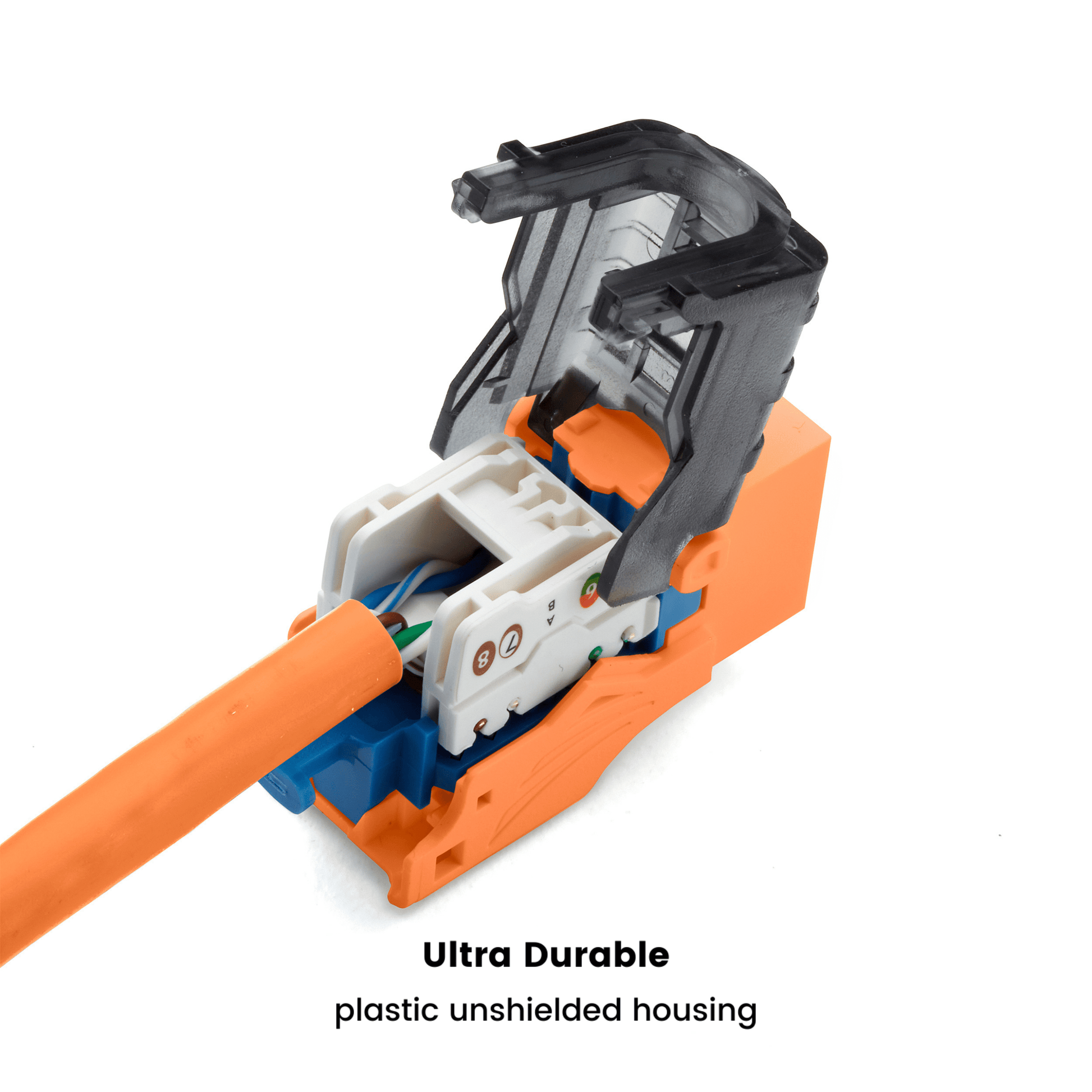 Cat6A Toolless Keystone Jack | Unshielded | 2pc | Orange