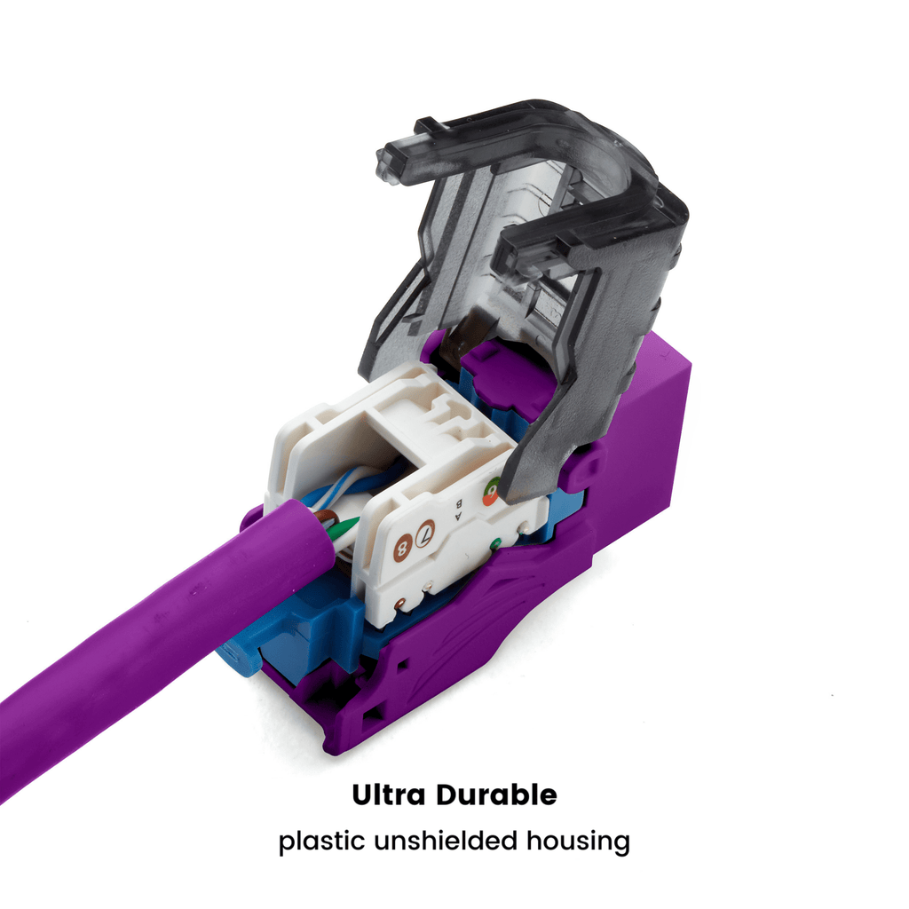 Cat6A Toolless Keystone Jack | Unshielded | 12pc | Purple
