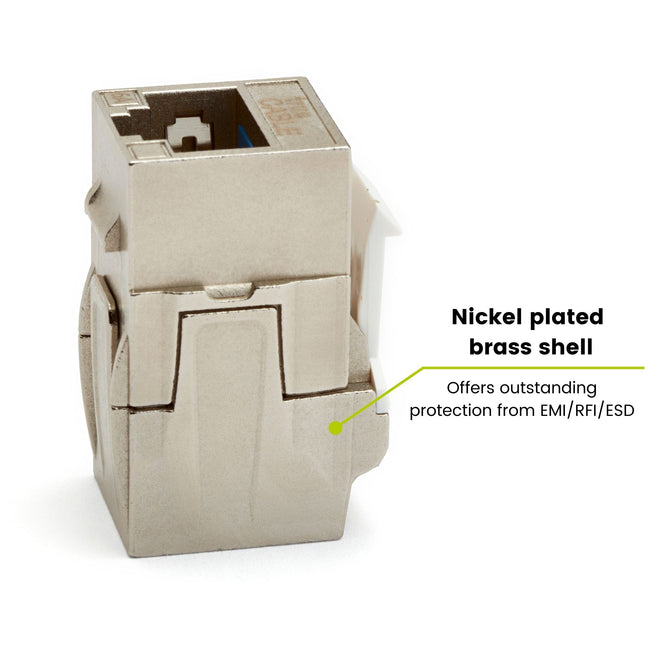 Cat6A Keystone Jack Coupler | Shielded | 12pc | nickel plated brass shell