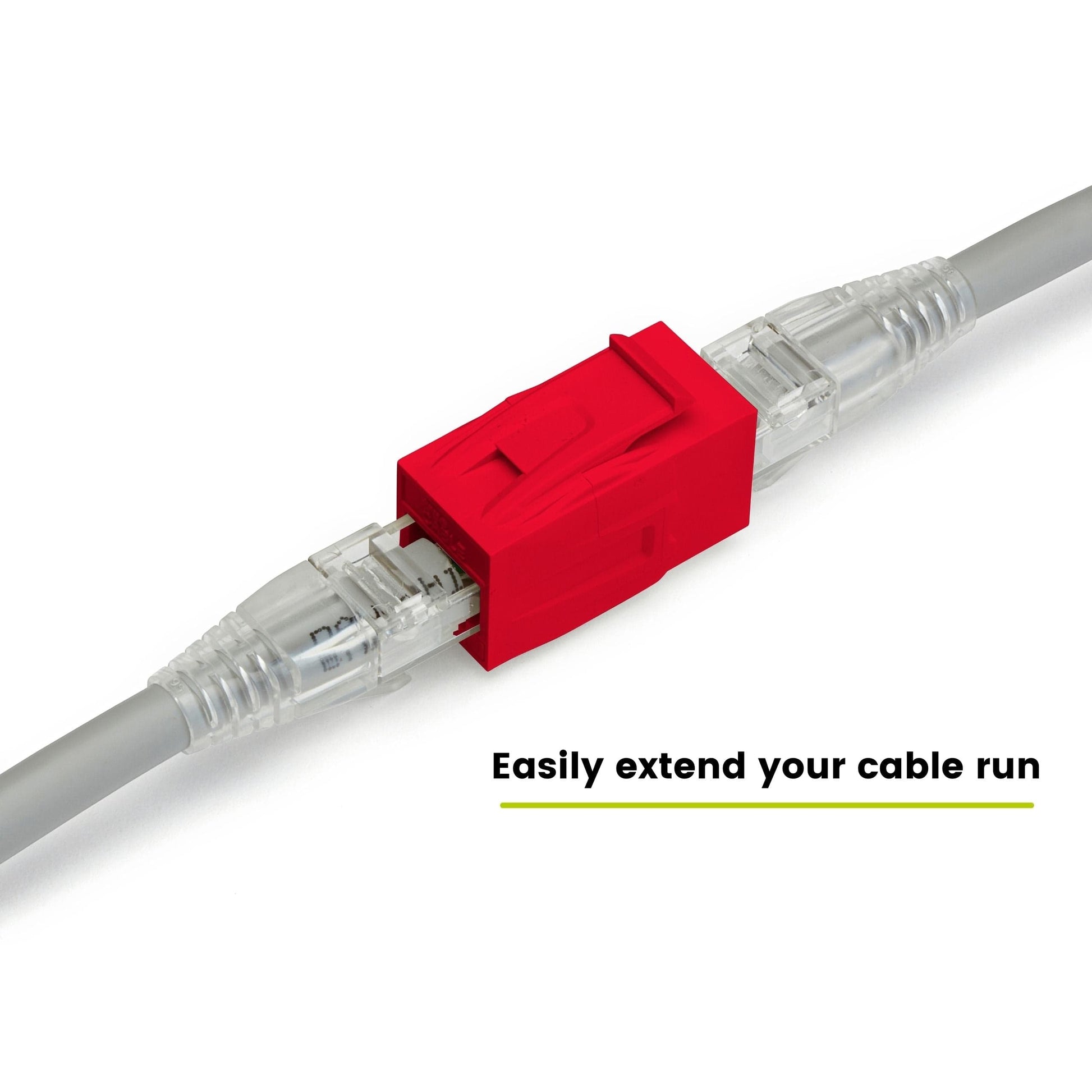 Cat6A Keystone Jack Couplers | Unshielded | 2 Piece | Red | easily extend your cable run