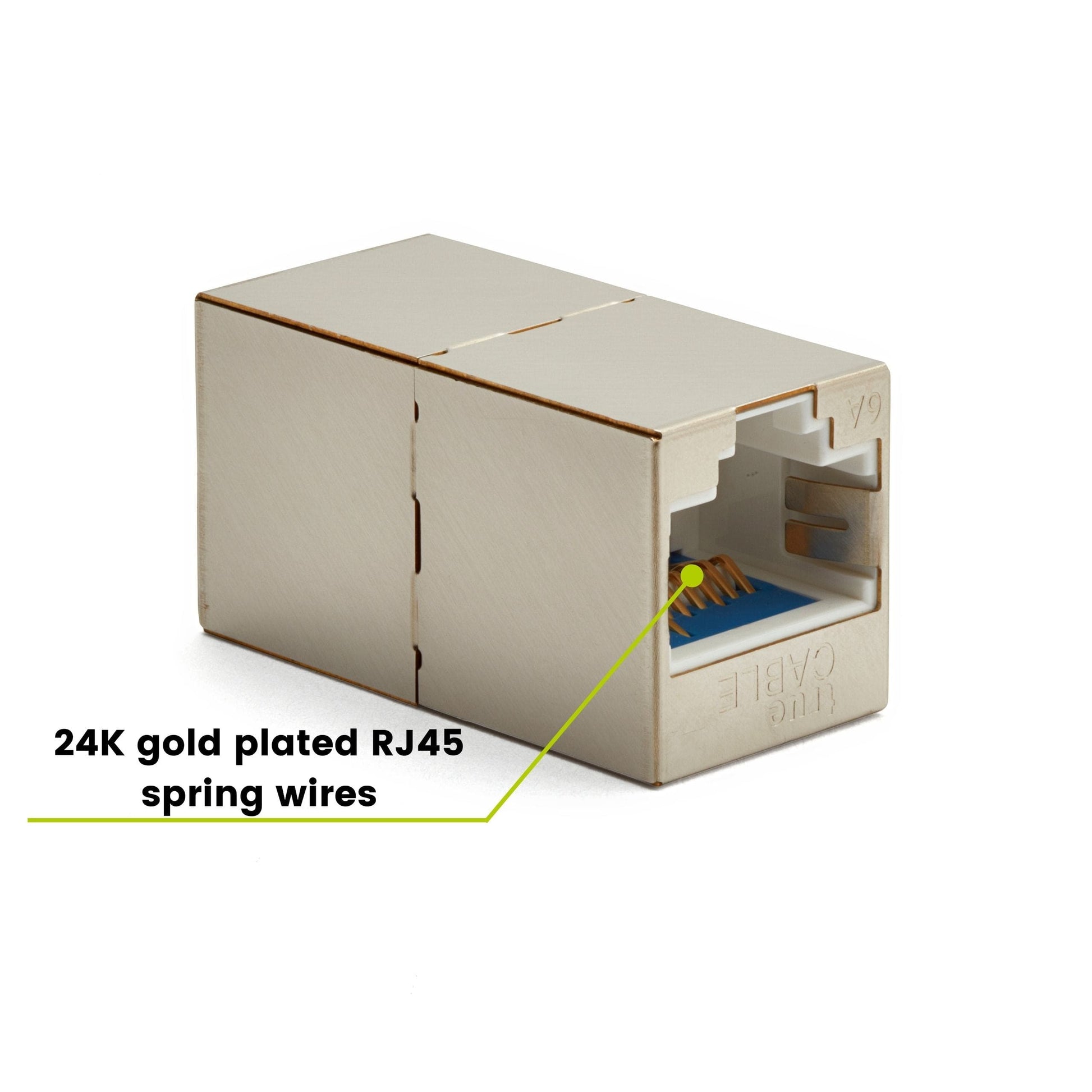 Cat6A Inline Coupler | Shielded | 6pc | 24K gold plated RJ45 spring wires