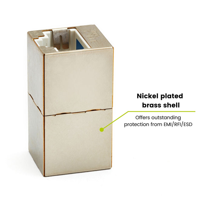 Cat6A Inline Coupler | Shielded | 12pc | nickel plated brass shell
