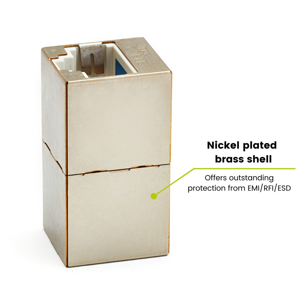 Cat6 Inline Coupler | Shielded | 6pc | nickel plated brass shell