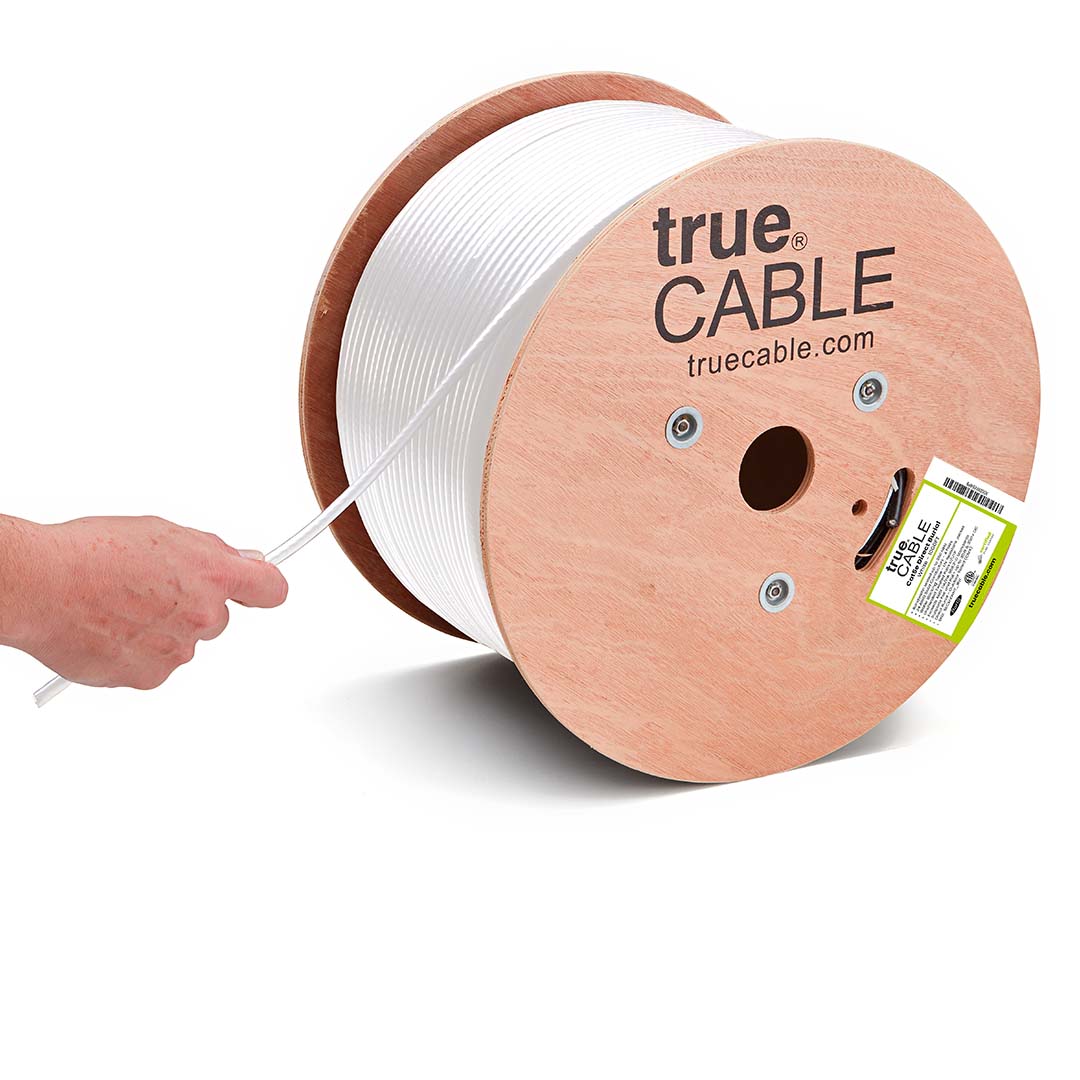 Outdoor Cat5e Cable White 1000ft trueCABLE hand pulling