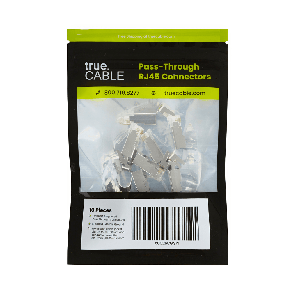 Cat6-6A Pass Through RJ45 Connectors | Shielded | 10pc | packaging