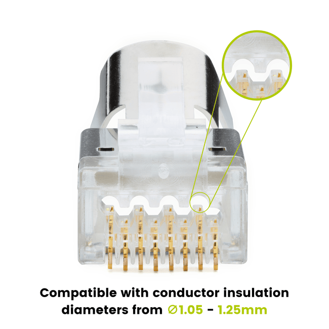 Cat6-6A Pass Through RJ45 Connectors | Shielded | 10pc | Insulated Conductors