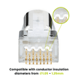 Cat6-6A Pass Through RJ45 Connectors | Shielded | 50pc | Insulated Conductors