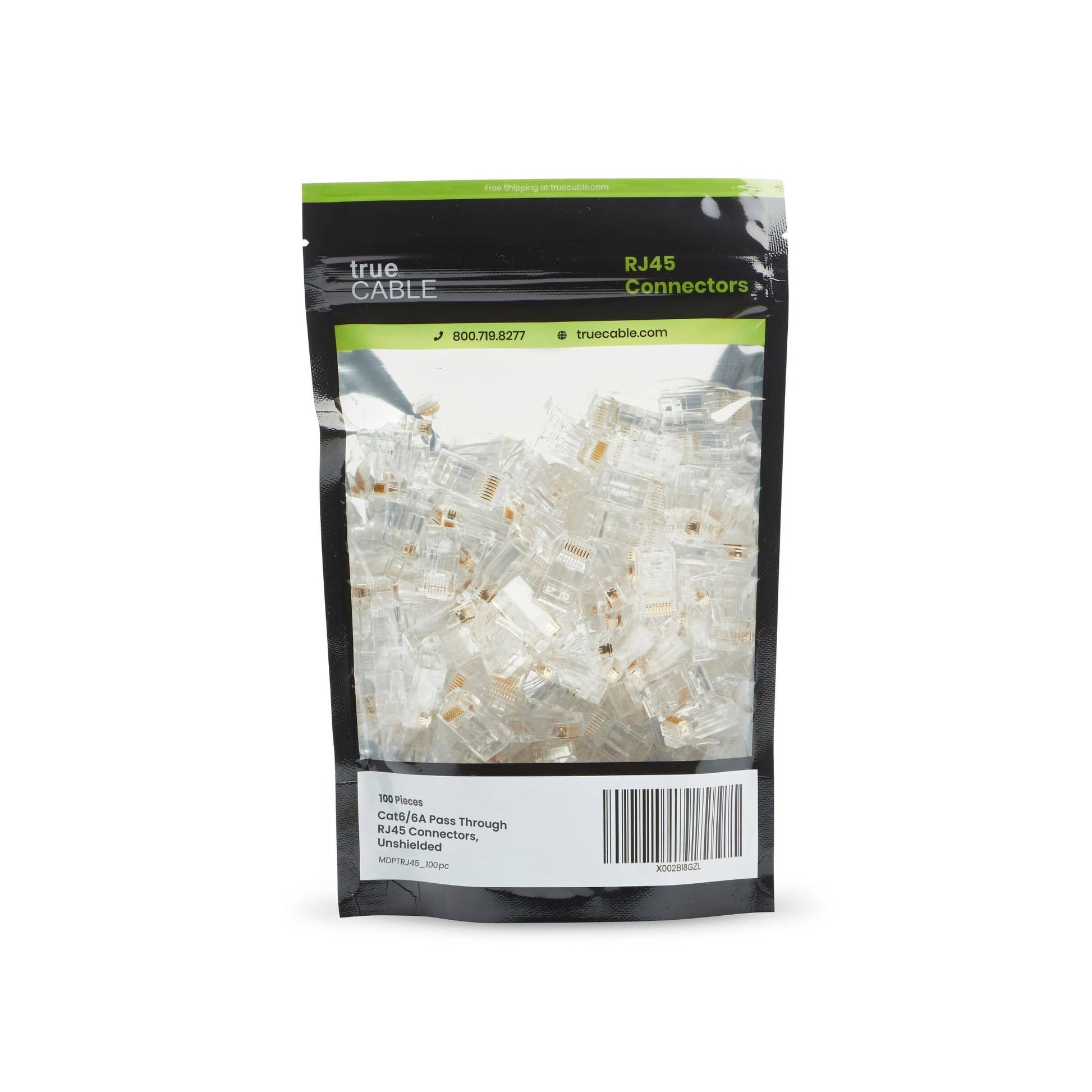 Cat6/6A Pass Through RJ45 Connectors | Unshielded | 100pc | Front