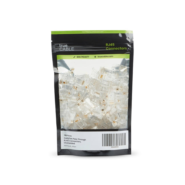 Cat6/6A Pass Through RJ45 Connectors | Unshielded | 100pc | Front