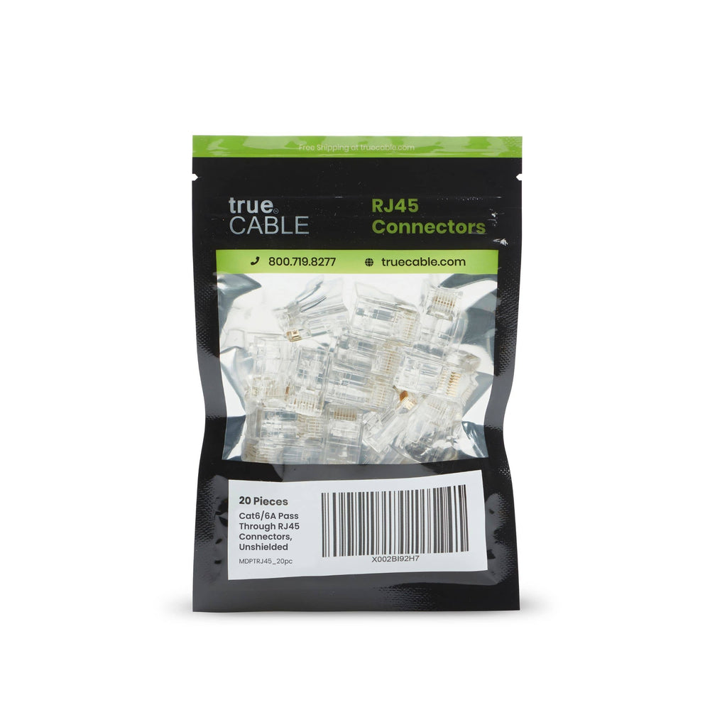 Cat6/6A Pass Through RJ45 Connectors | Unshielded | 20pc | Front