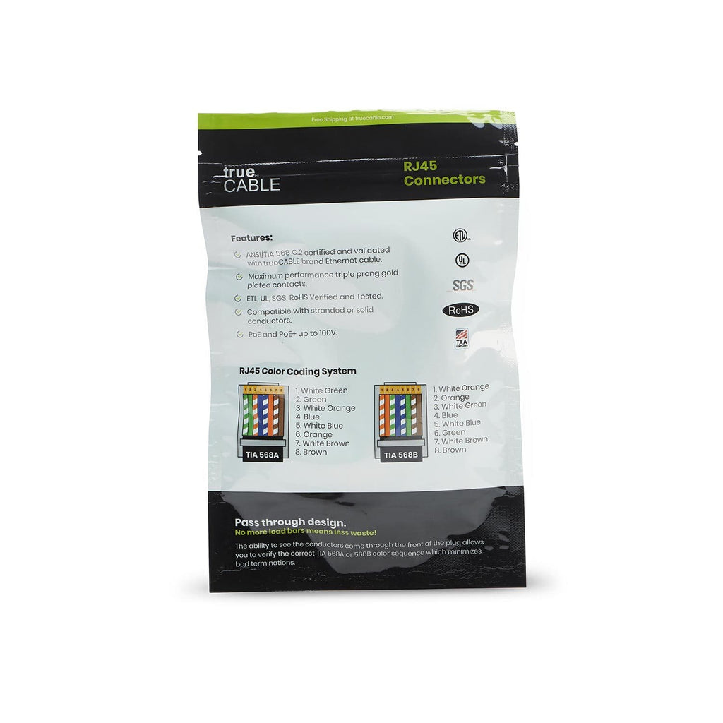 Cat6/6A Pass Through RJ45 Connectors | Unshielded | 50pc | Back