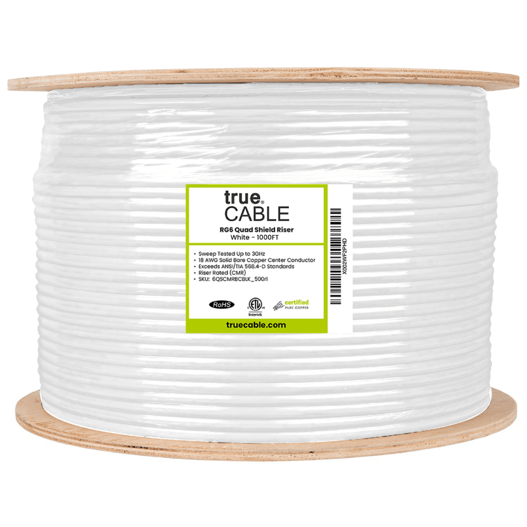 RG6 Quad Shield Riser White 1000ft