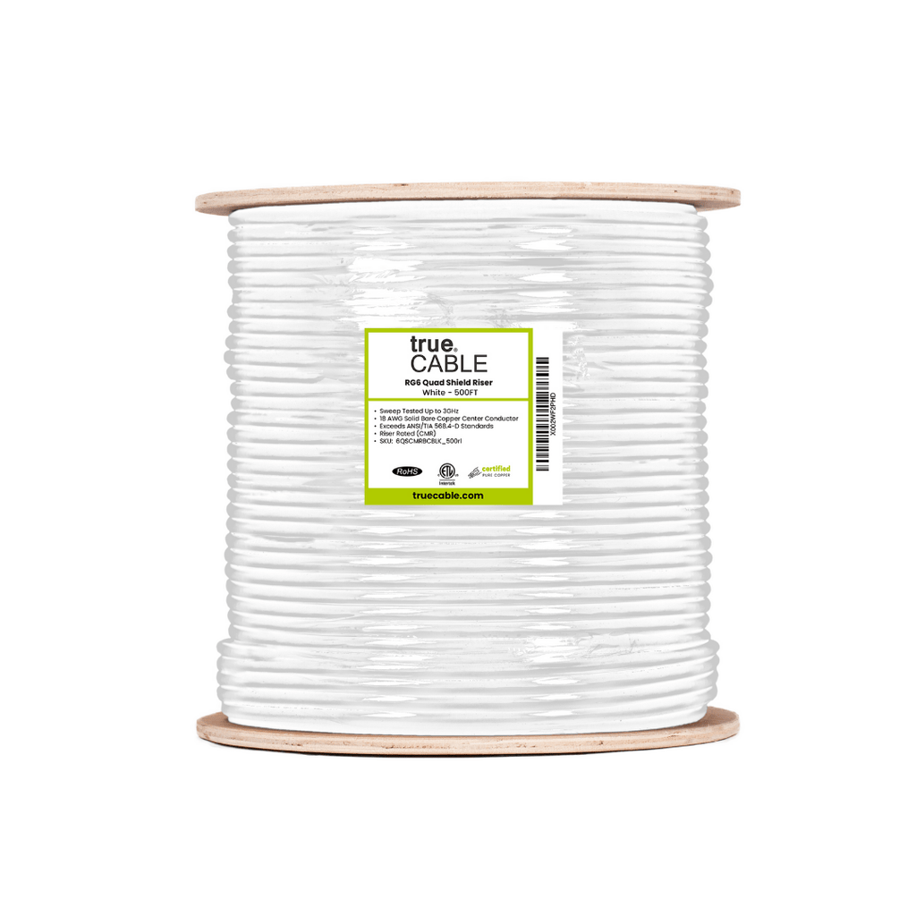 RG6 Quad Shield Riser White 500ft