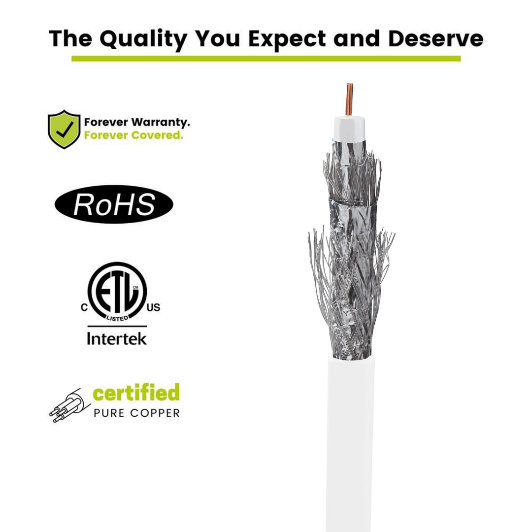 RG6 Quad Shield Riser White 1000ft