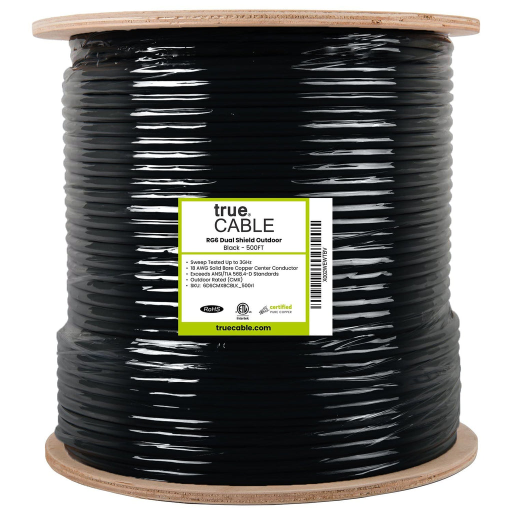 RG6 dual shield coax outdoor black 500ft