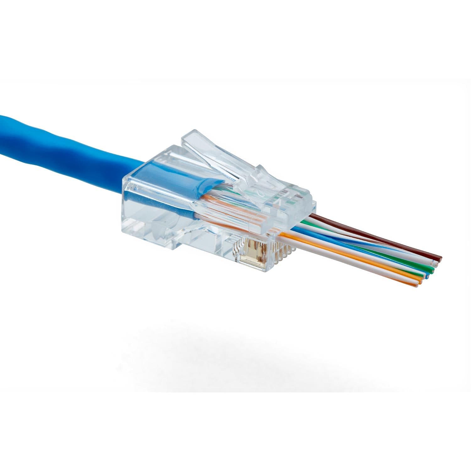 Cat5e Pass Through RJ45 Connectors | Unshielded | 10pc | Conductors inserted