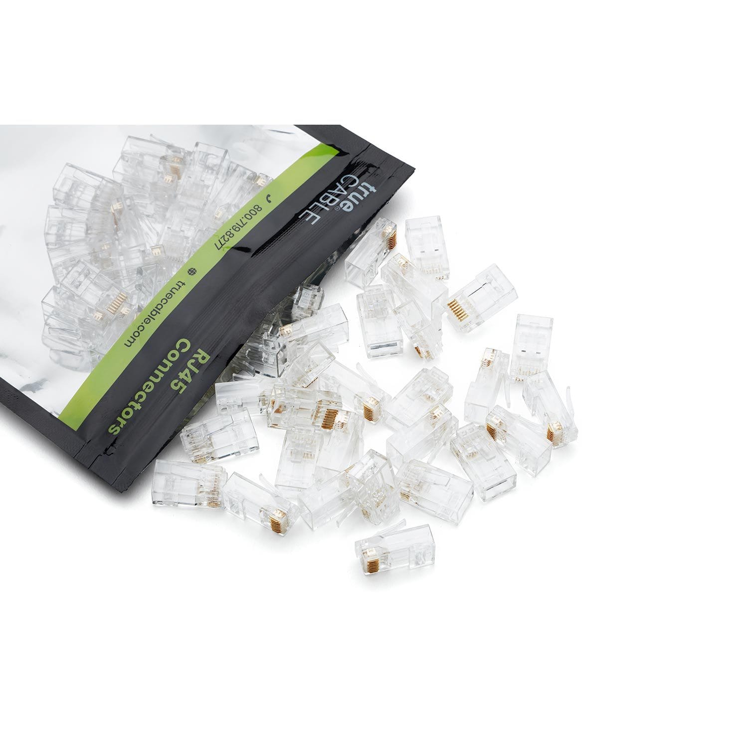 Cat6/6A Pass Through RJ45 Connectors | Unshielded | 100pc | spilling out