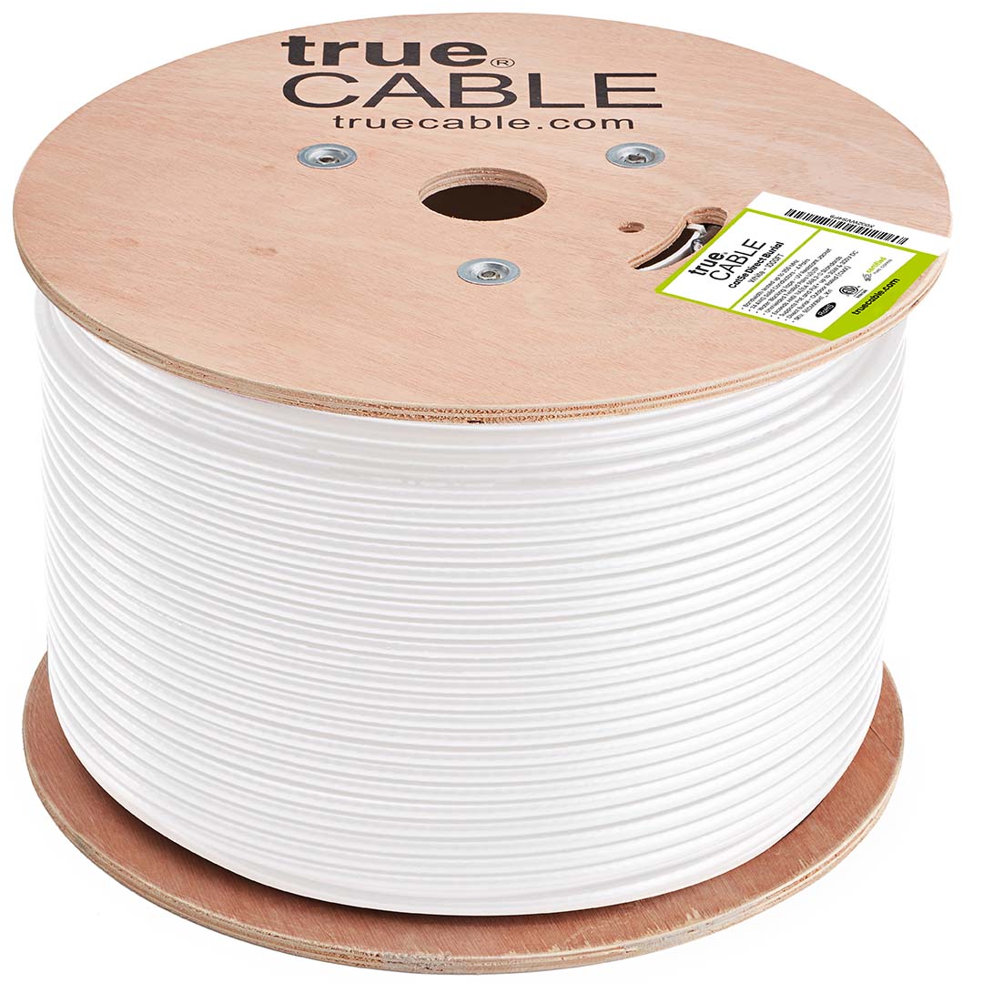 Outdoor Cat5e Cable White 1000ft trueCABLE reel unwrapped