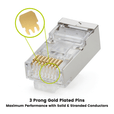 Cat5e Pass Through RJ45 Connectors | Shielded | 100pc | Gold Plated Prongs