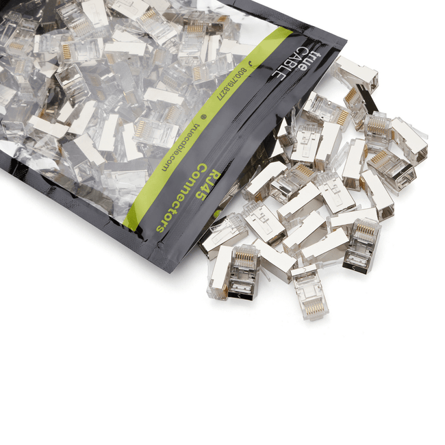 Cat5e Pass Through RJ45 Connectors | Shielded | 100pc | Open Bag