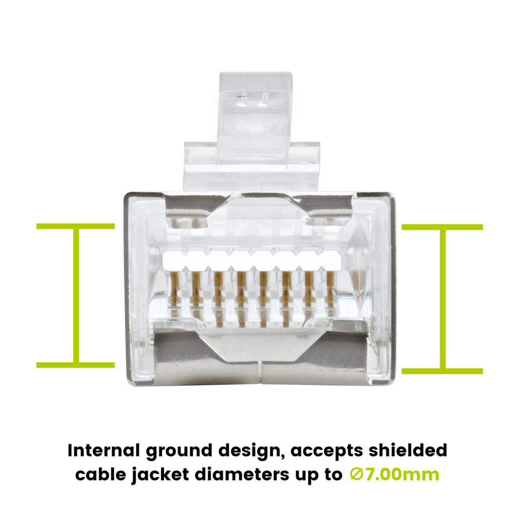 Cat5e Pass Through RJ45 Connectors | Shielded | 10pc | Internal Ground