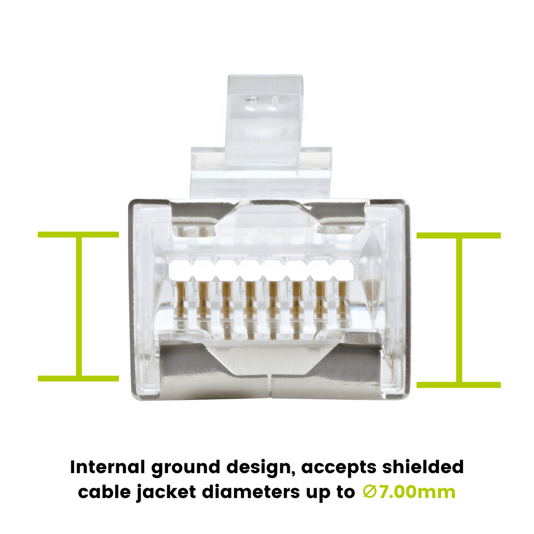 Cat5e Pass Through RJ45 Connectors | Shielded | 20pc | Internal Ground