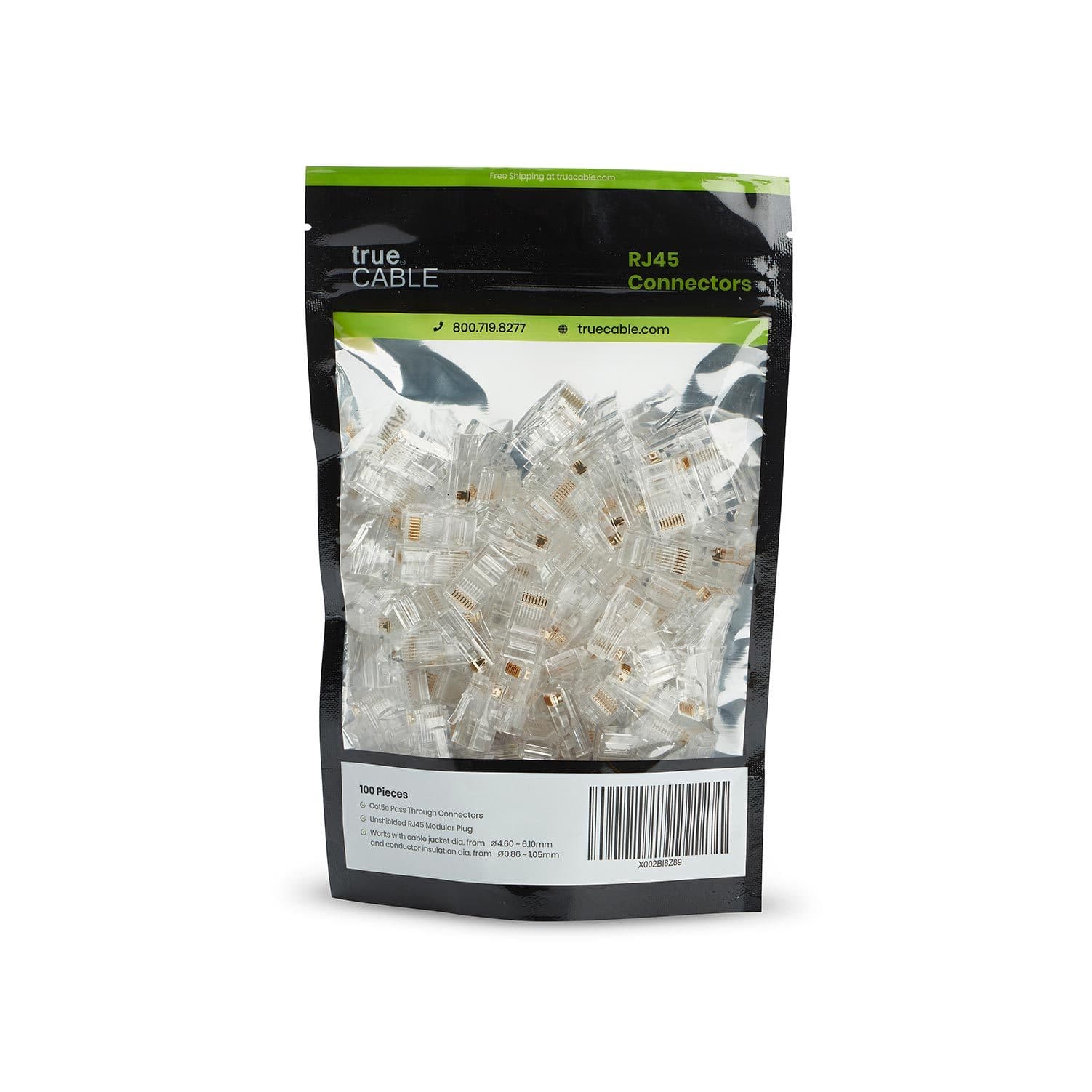 Cat5e Pass Through RJ45 Connectors | Unshielded | 100pc | Front