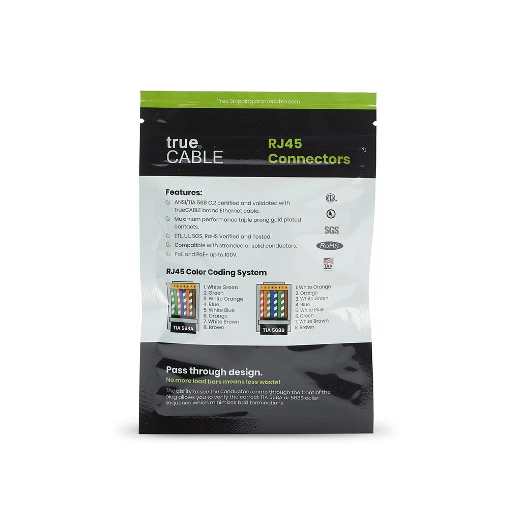 Cat5e Pass Through RJ45 Connectors | Unshielded | 10pc | Back