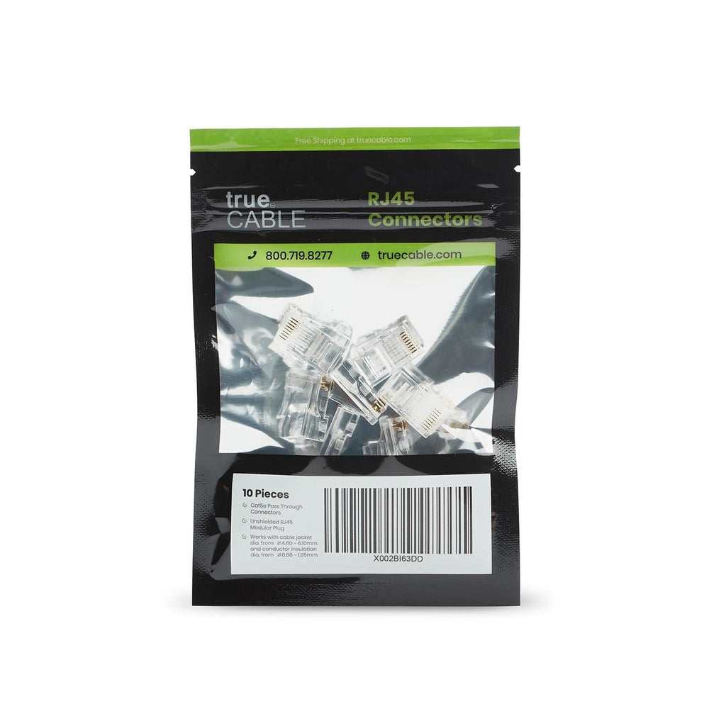 Cat5e Pass Through RJ45 Connectors | Unshielded | 10pc | Front