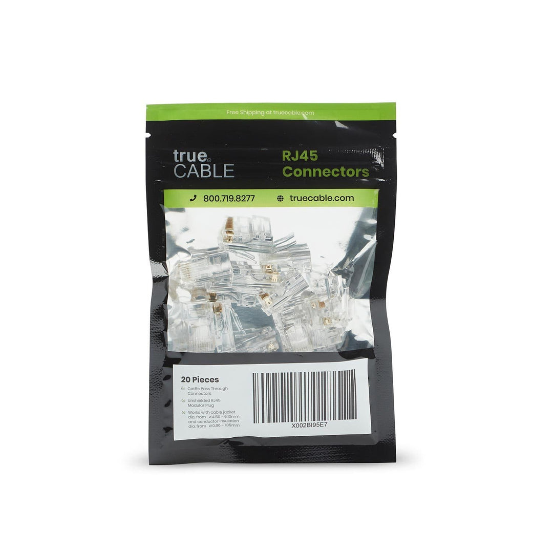 Cat5e Pass Through RJ45 Connectors | Unshielded | 20pc | Front