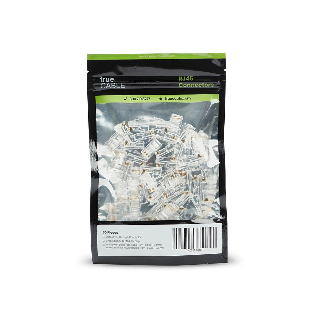 Cat5e Pass Through RJ45 Connectors | Unshielded | 50pc | Front