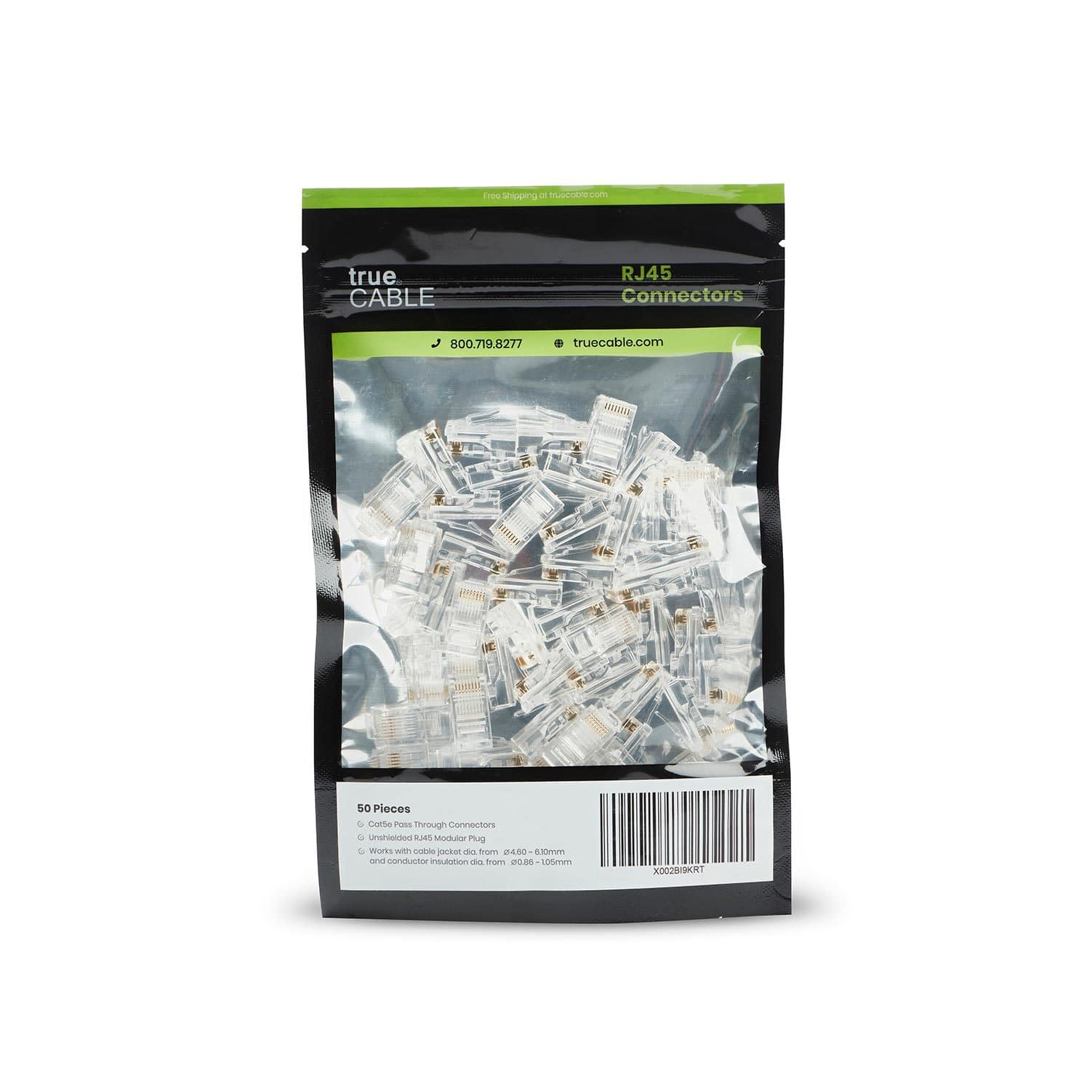 Cat5e Pass Through RJ45 Connectors | Unshielded | 50pc | Front