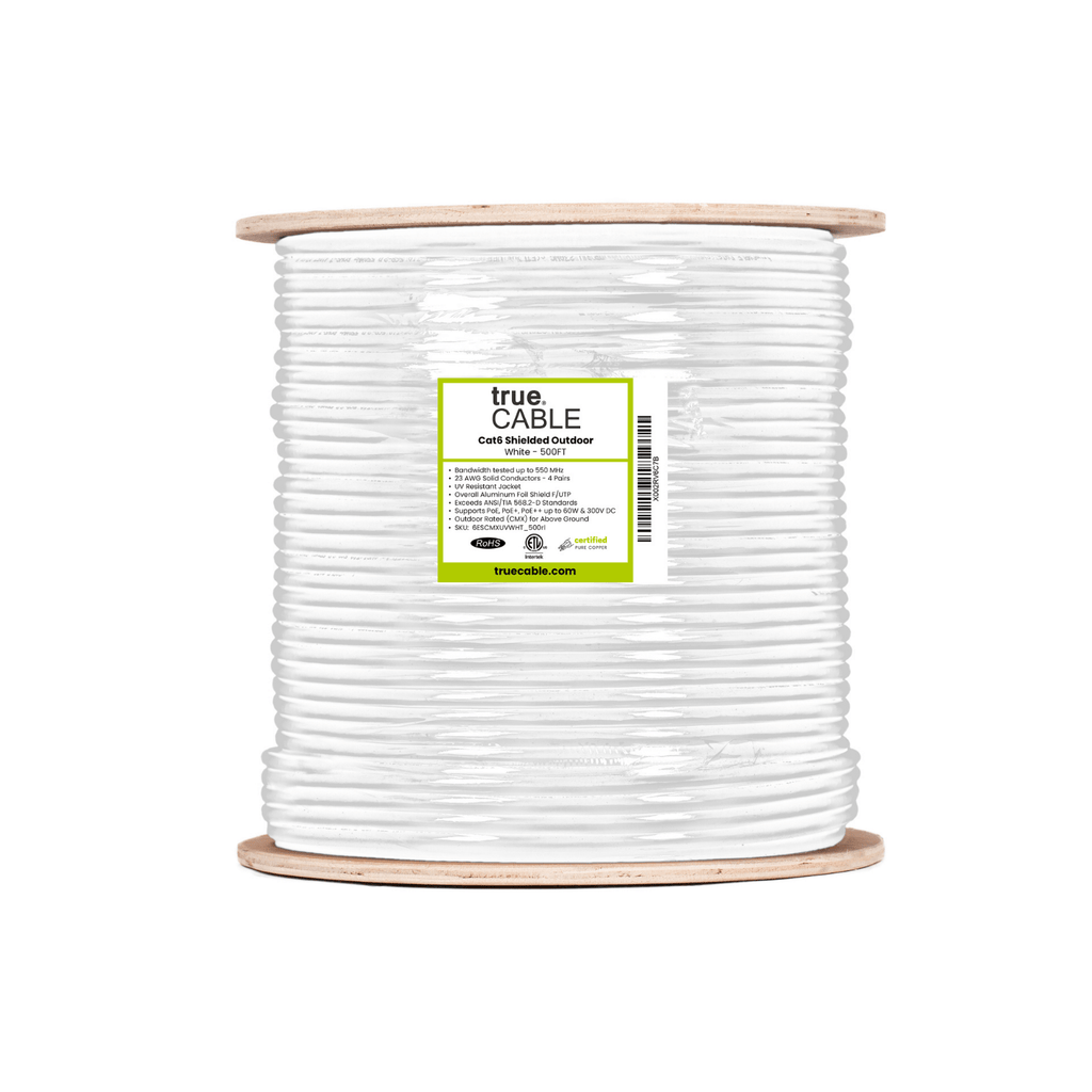 Cat6 Shielded Outdoor Cable white 500ft trueCABLE 
