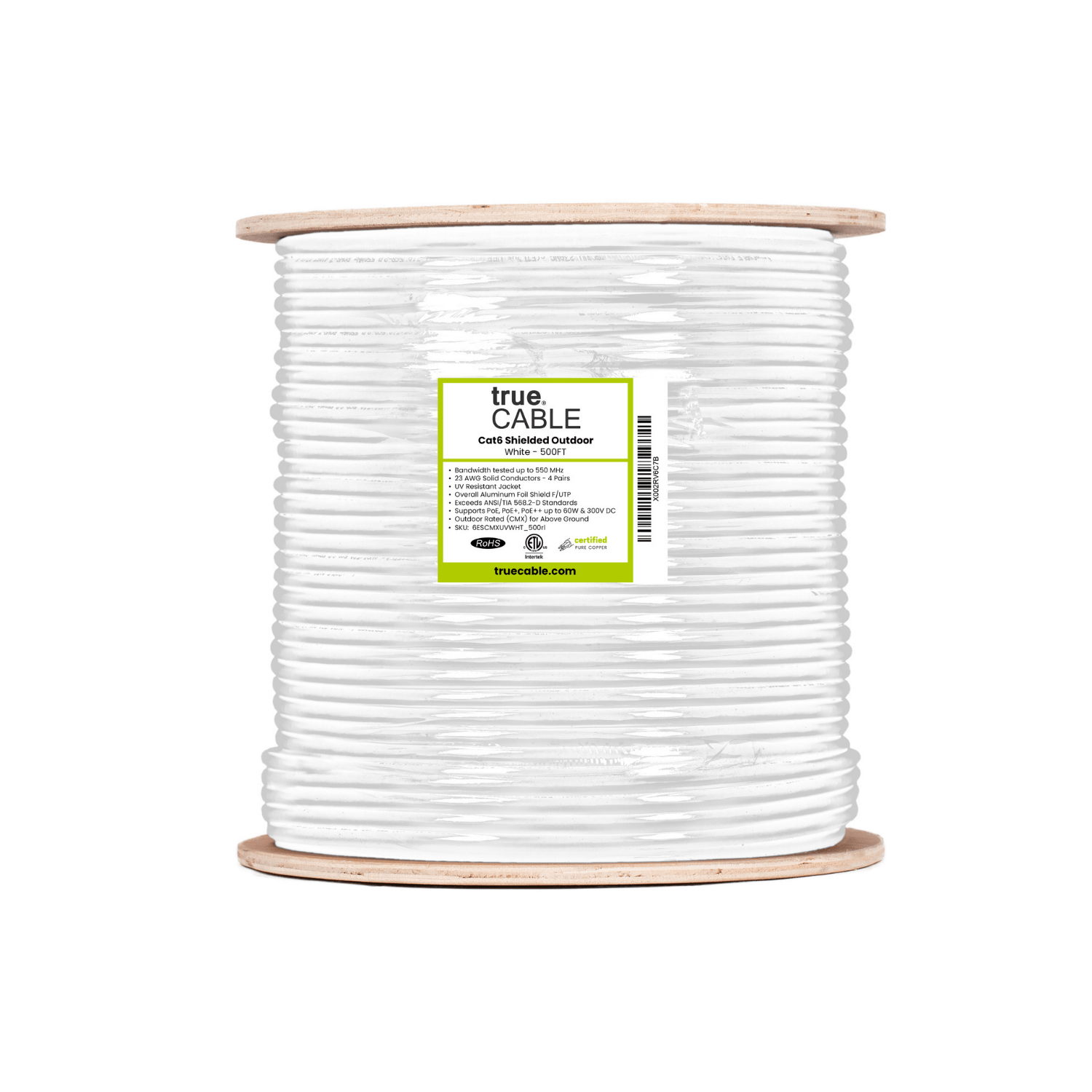 Cat6 Shielded Outdoor Cable white 500ft trueCABLE 