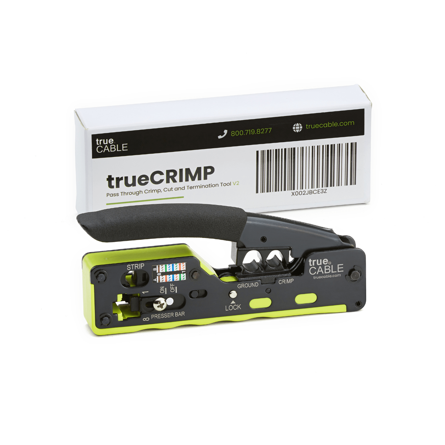 trueCABLE All-in-One Crimp and Termination Tool, Compatible with Cat5e, Cat6, Cat6a Ethernet RJ45 Connectors, Shielded & Unshielded, Pass