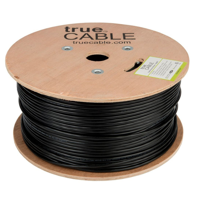 Outdoor Cat5e Cable Black 1000ft trueCABLE Reel No wrap